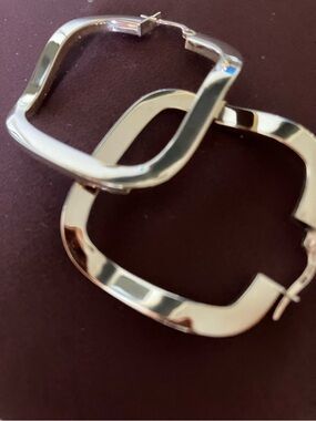 14K Italian Gold Modern Geometric Hoop Earings